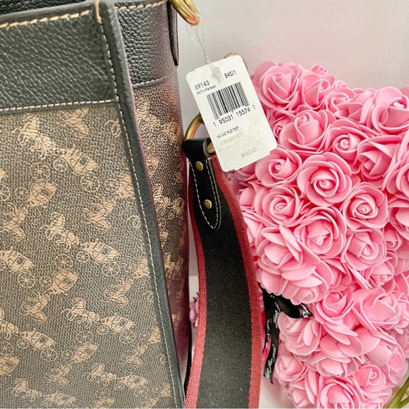 NEW COACH Field Tote With Horse And Carriage Print in Brass/Truffle Black - Picture 5 of 15